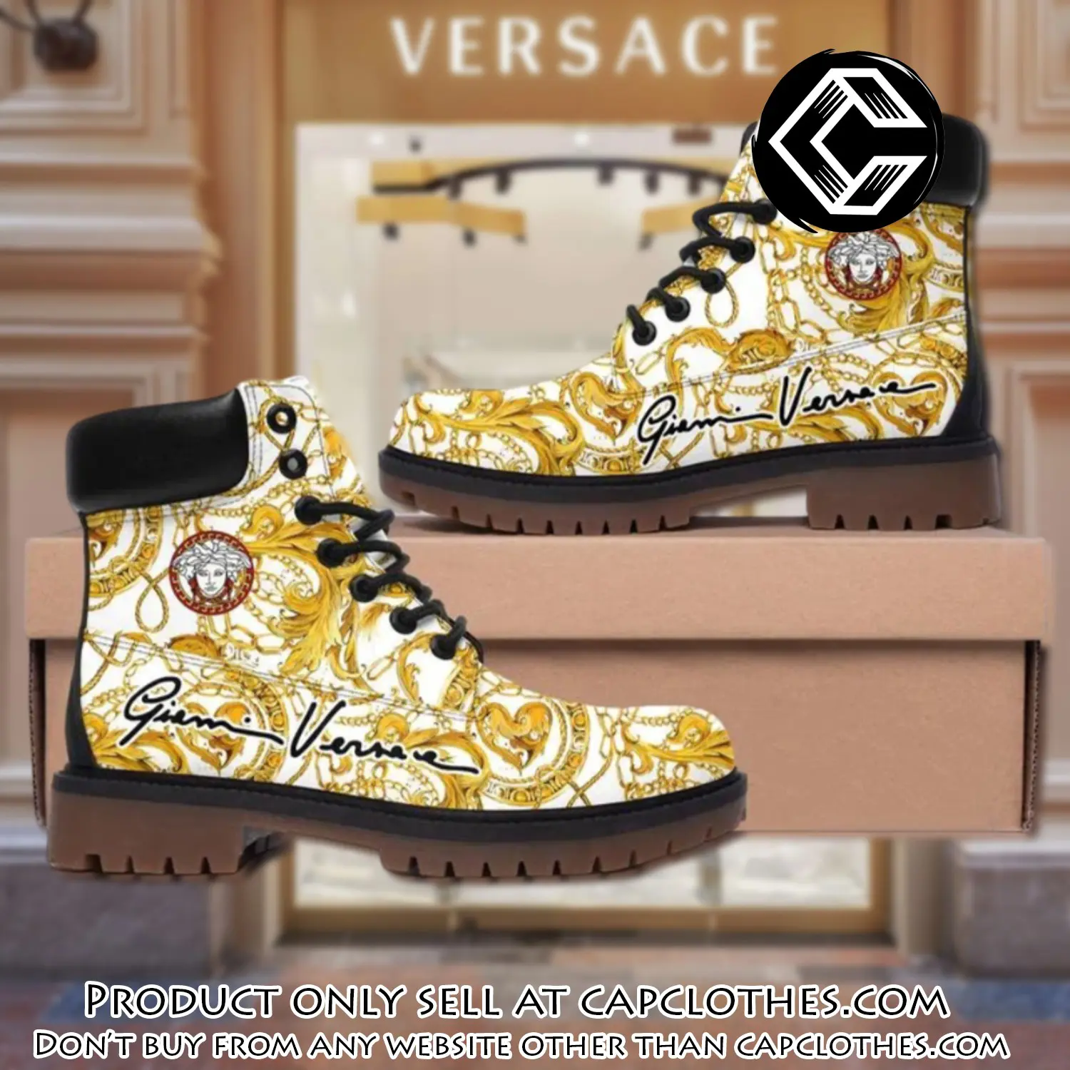 Gianni versace medusa gold pattern white luxury brand boots premium gifts for men women cc4452498